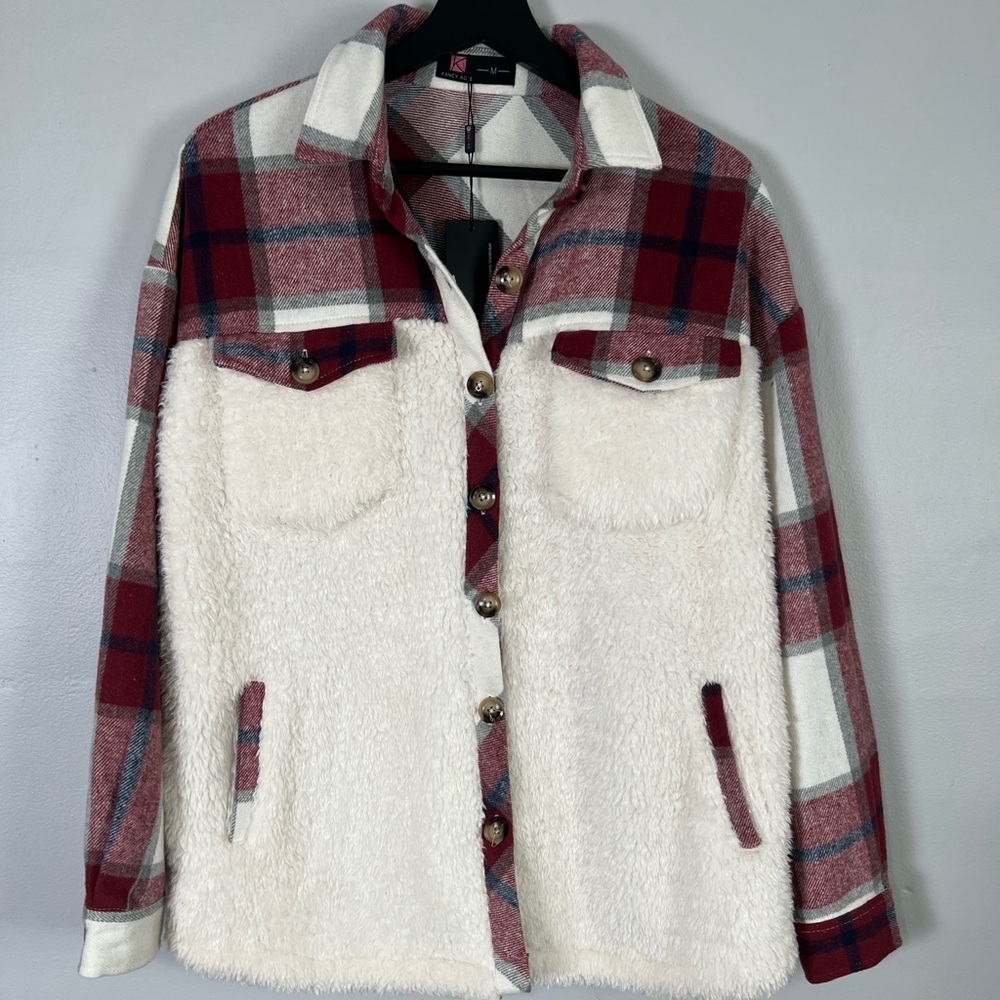Kancy Kole NWT Plaid and Sherpa Women's Shacket